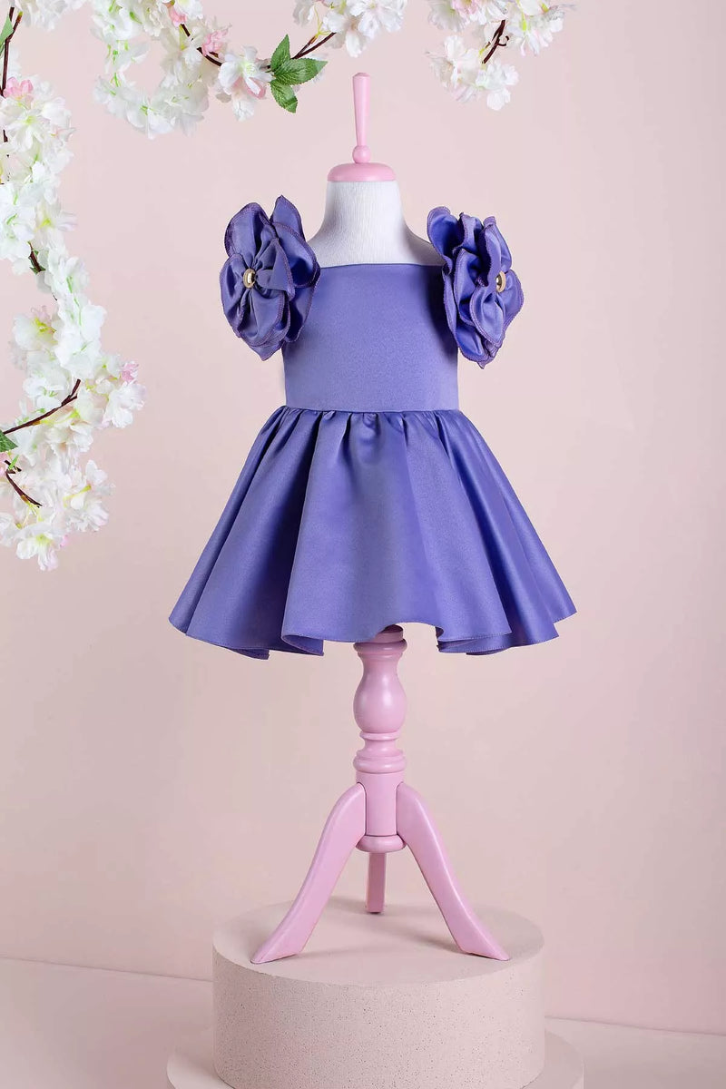 purple dress for easter Rosa Party 2 Y Little Girls Prom Dress Girl Pageant 8 Years (140cm) 70 Size:M (Chest size 38