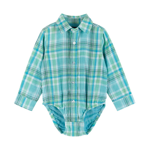 Infant 4-Piece Plaid & Sweater Vest Set | Green & Navy