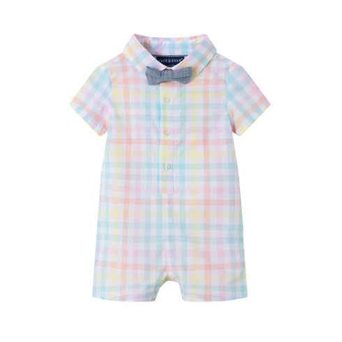infant-0-24m-plaid-shirtall-w-bowtie-white Andy & Evan at Sophia's StylePlaysuit-1