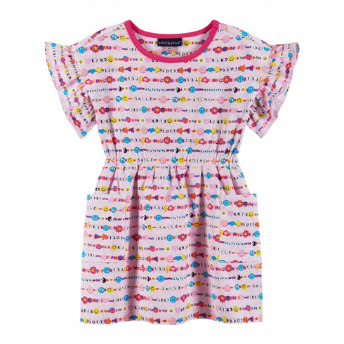 kids-2-6x-pink-jersey-elastic-waist-dress-friendship-bracelet Andy & Evan at Sophia's StyleDress-1