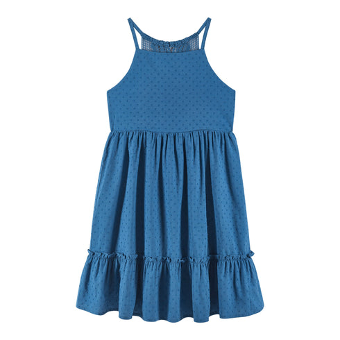 kids-7-14-blue-swiss-dot-dress-w-lace-back-detail-blue Andy & Evan at Sophia's StyleDress-1