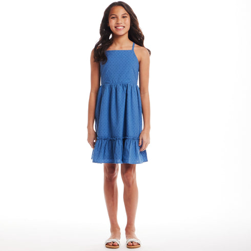 kids-7-14-blue-swiss-dot-dress-w-lace-back-detail-blue Andy & Evan at Sophia's Style-7