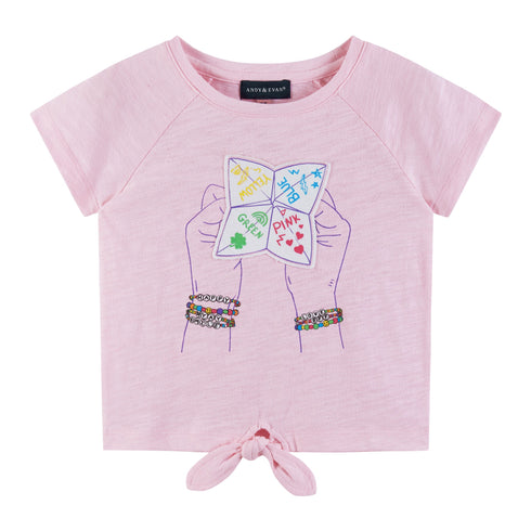 kids-2-6x-pink-raglan-sleeve-knot-detail-tee-fortune-teller-graphic Andy & Evan at Sophia's StyleTee Shirts-1