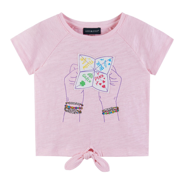 kids-2-6x-pink-raglan-sleeve-knot-detail-tee-fortune-teller-graphic Andy & Evan at Sophia's StyleTee Shirts-1