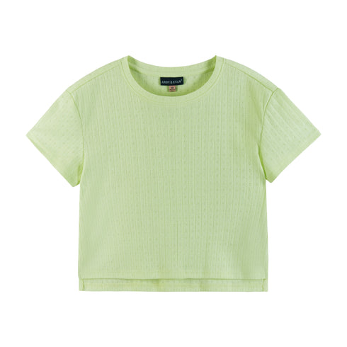 kids-7-16-girls-pointelle-tee-shorts-set-light-green Andy & Evan at Sophia's Style-3