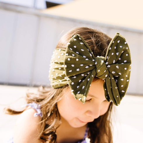 fab-bow-lous®-artichoke-shabby-dot Baby Bling Bows clips headbands - Sophia's Style-