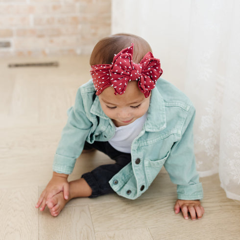 fab-bow-lous®-ruby-shabby-dot Baby Bling Bows clips headbands - Sophia's Style-