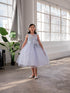 Girls A-Line Sequin Top Bow Waist V Back Tulle Flower Girl Dress 2-16