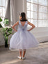 Girls A-Line Sequin Top Bow Waist V Back Tulle Flower Girl Dress 2-16