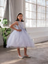 Girls A-Line Sequin Top Bow Waist V Back Tulle Flower Girl Dress 2-16