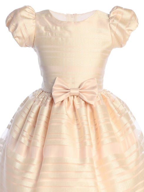 Girls Party Dress with Puff Sleeves and Bow – Elegant Special Occasion Dress, Sizes 2-16