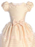 Girls Party Dress with Puff Sleeves and Bow – Elegant Special Occasion Dress, Sizes 2-16