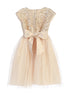 Girls Metallic Floral Lace Dress with Crystal Tulle Skirt – Tea-Length Special Occasion Dress 2-12