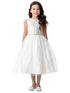 Big Girls Off White Cord Sequin Embroidered Lace Junior Bridesmaid Dress 7-16 - SophiasStyle.com