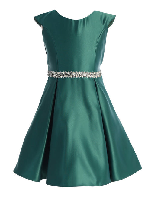 Girls Navy Flutter Sleeve Pleated Junior Bridesmaid Dress, Sizes 2-16