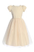 Girls Elegant Jacquard & Tulle Princess Dress with Pearl Details 2-16