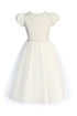 Girls Elegant Jacquard & Tulle Princess Dress with Pearl Details 2-16