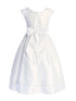 Girls Satin Dress with Double Bow Shoulder Detail & Wide Hem Border 2-16