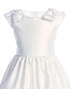 Girls Satin Dress with Double Bow Shoulder Detail & Wide Hem Border 2-16