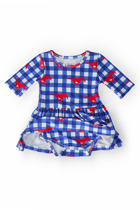 smu-plaid-mustang-3-4-sleeve-twirl-bodysuit Mila & Rose - Sophia's Style-2