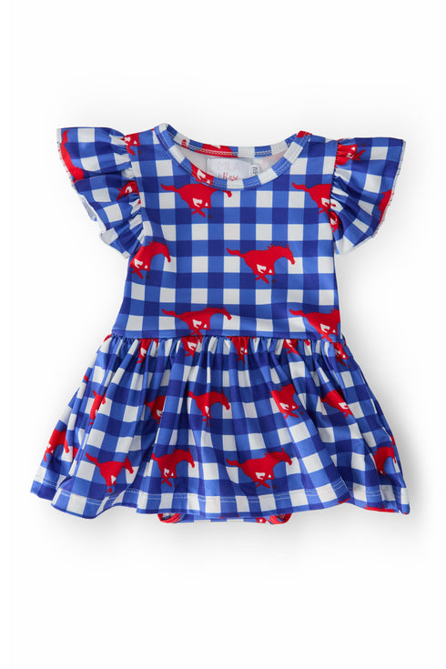 smu-plaid-mustang-flutter-twirl-bodysuit Mila & Rose - Sophia's StyleTwirl Bodysuit - S/S Flutter-1