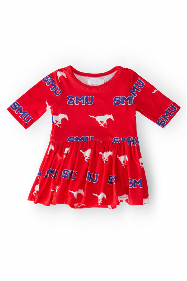 smu-red-mustang-3-4-sleeve-twirl-bodysuit Mila & Rose - Sophia's StyleTwirl Bodysuit - 3/4 Sleeve-1