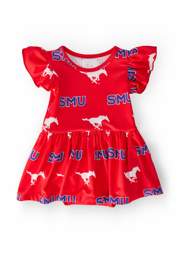 smu-red-mustang-flutter-twirl-bodysuit Mila & Rose - Sophia's StyleTwirl Bodysuit - S/S Flutter-1