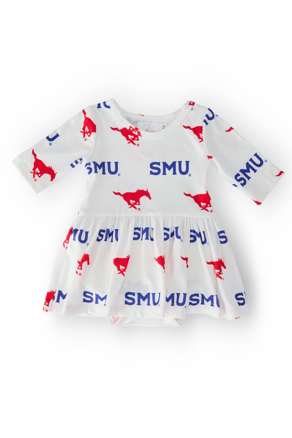 smu-white-mustang-3-4-sleeve-twirl-bodysuit Mila & Rose - Sophia's StyleTwirl Bodysuit - 3/4 Sleeve-1