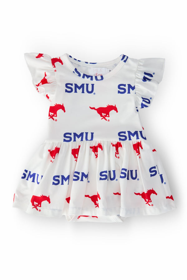smu-white-mustang-flutter-twirl-bodysuit Mila & Rose - Sophia's StyleTwirl Bodysuit - S/S Flutter-1