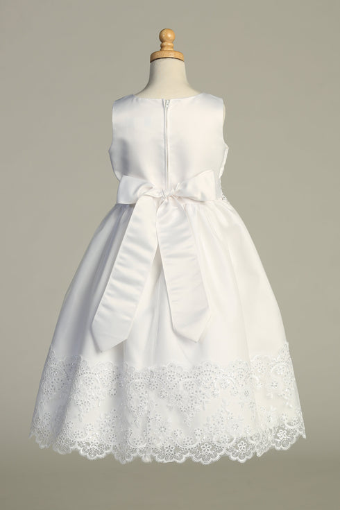 Girls Sequin Cordered Embroidered Tulle Overlay Communion Plus Size Dress 8.5-20.5