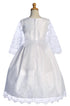 Girls White Cross Embroidered Tulle Communion Dress 6-12
