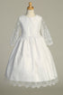 Girls White Cross Embroidered Tulle Communion Dress 6-12