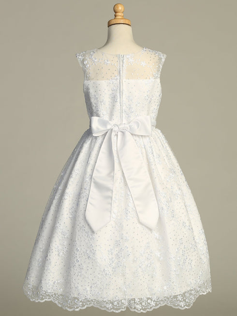 Girls White Lace Elegant & Timeless Communion Dress 6-12