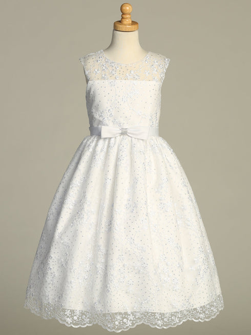 Girls White Lace Elegant & Timeless Communion Dress 6-12