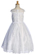 Girls White Sequin Corded Embroidered Tulle Communion Dress 6-12