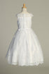 Girls White Sequin Corded Embroidered Tulle Communion Dress 6-12