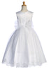Girls Rhinestone Waist Trim Sequin Embroidered Tulle Satin Communion Dress 6-12