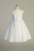 Girls Illusion Neckline Pearl Sequin Corded Embroidered Tulle Communion Plus Size Dress 8.5-20.5
