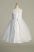 Girls Pearl Sequin Embroidered Tulle Tea Length Communion Dress 6-12