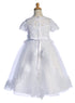 Girls White Sequin Corded Embroidered Tulle Tea-Length Communion Dress 6-12