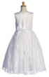 Girls White Sequin Pearl Corded Embroidered Tulle Communion Dress 6-12