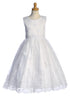Girls White Sequin Pearl Corded Embroidered Tulle Communion Dress 6-12