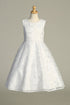 Girls Pearl Neckline Waist Trim Communion Plus Size Dress 8.5-20.5
