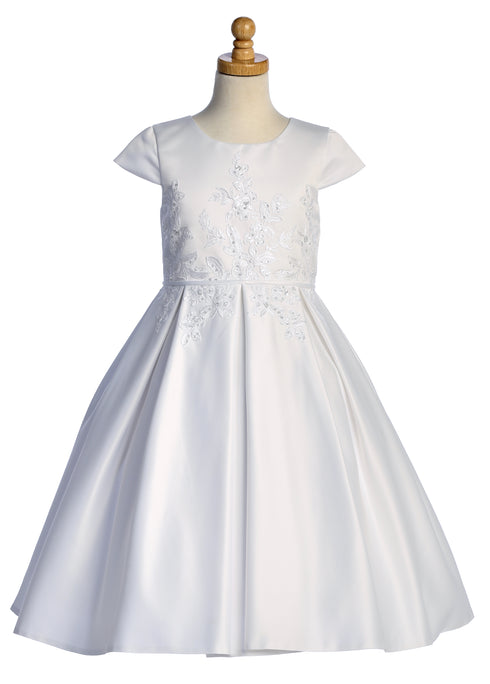 Girls Sequin Embroidered Tulle Satin Communion Plus Size Dress 8.5-20.5