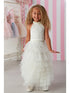Gigi Girls’ Pearl Halter Top & Layered Tulle Maxi Skirt Set – Elegant Formal Dress Alternative 12M-14