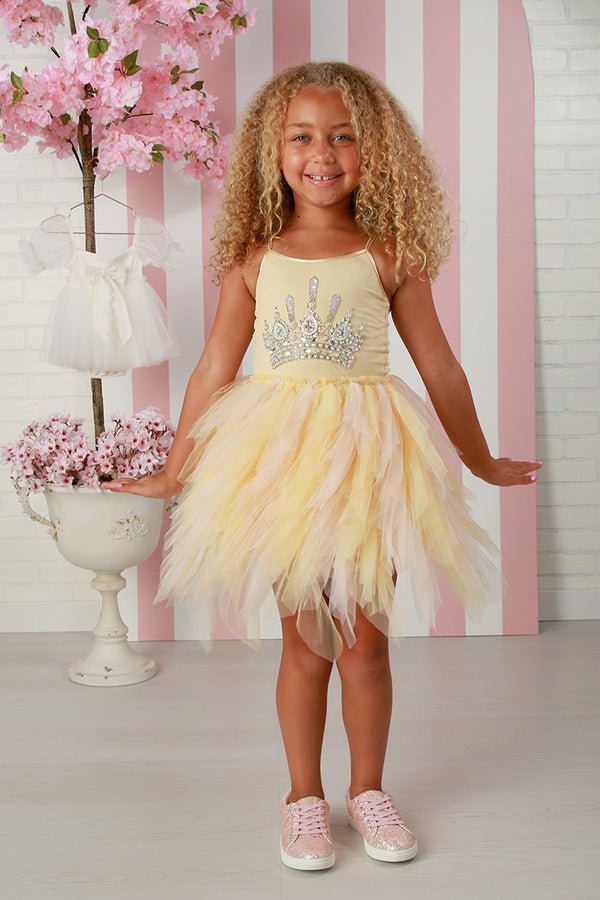 Girls Sunshine Princess Emma Dress – Luxury Girls Designer Party Dress 12M-14