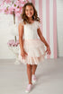 Girls Chloe Pearl Blush High-Low Tulle Dress – Girls Wedding, Flower Girl & Special Occasion Dress 12M-14