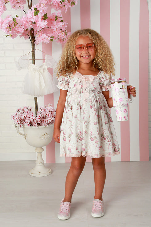 Girls Babydoll Primarose Dress for Girls – Vintage Floral Lace Trim Party Dress 12M-14