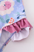 Floral pint ruffle girl swimsuit