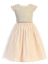 Sweet Kids Big Girls Champagne Jeweled Top Tulle Skirt Christmas Dress 7-16 - SophiasStyle.com